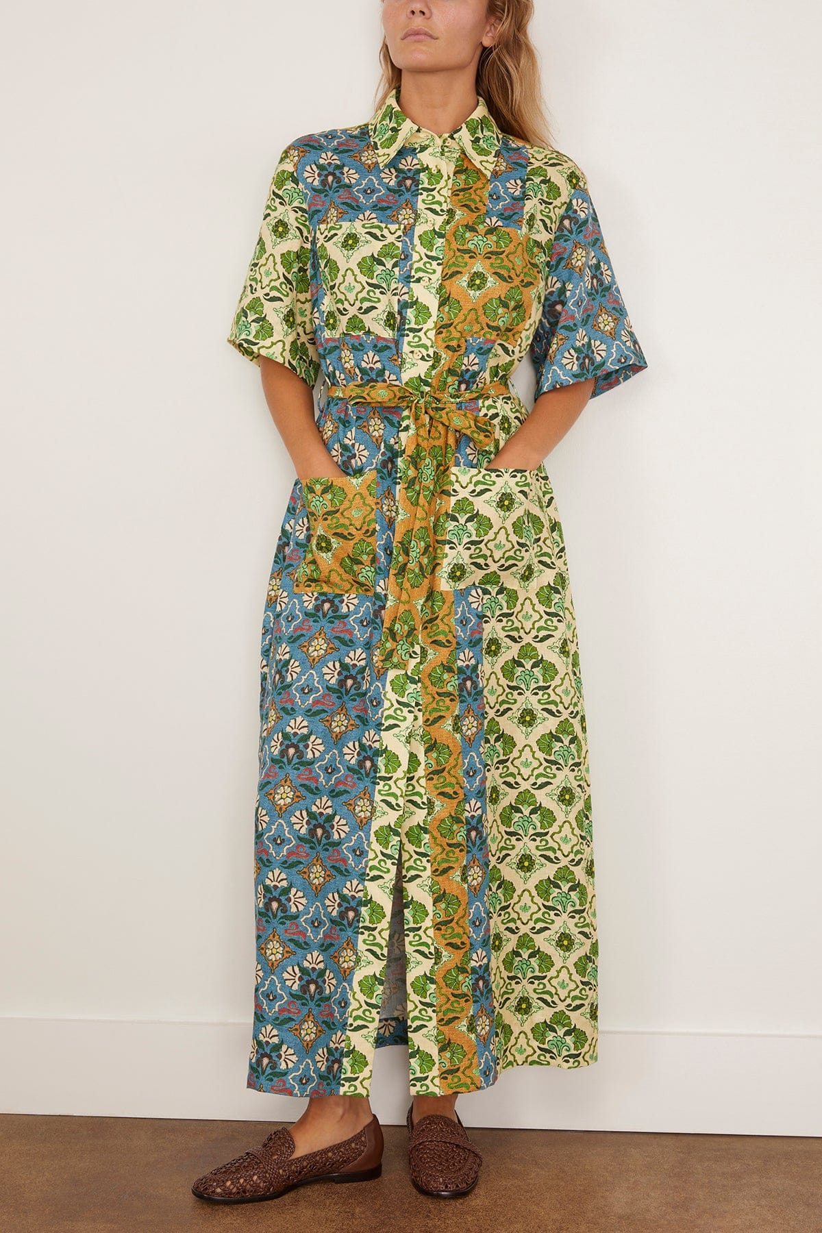 Ali Spliced Shirtdress in Multi - Image 3