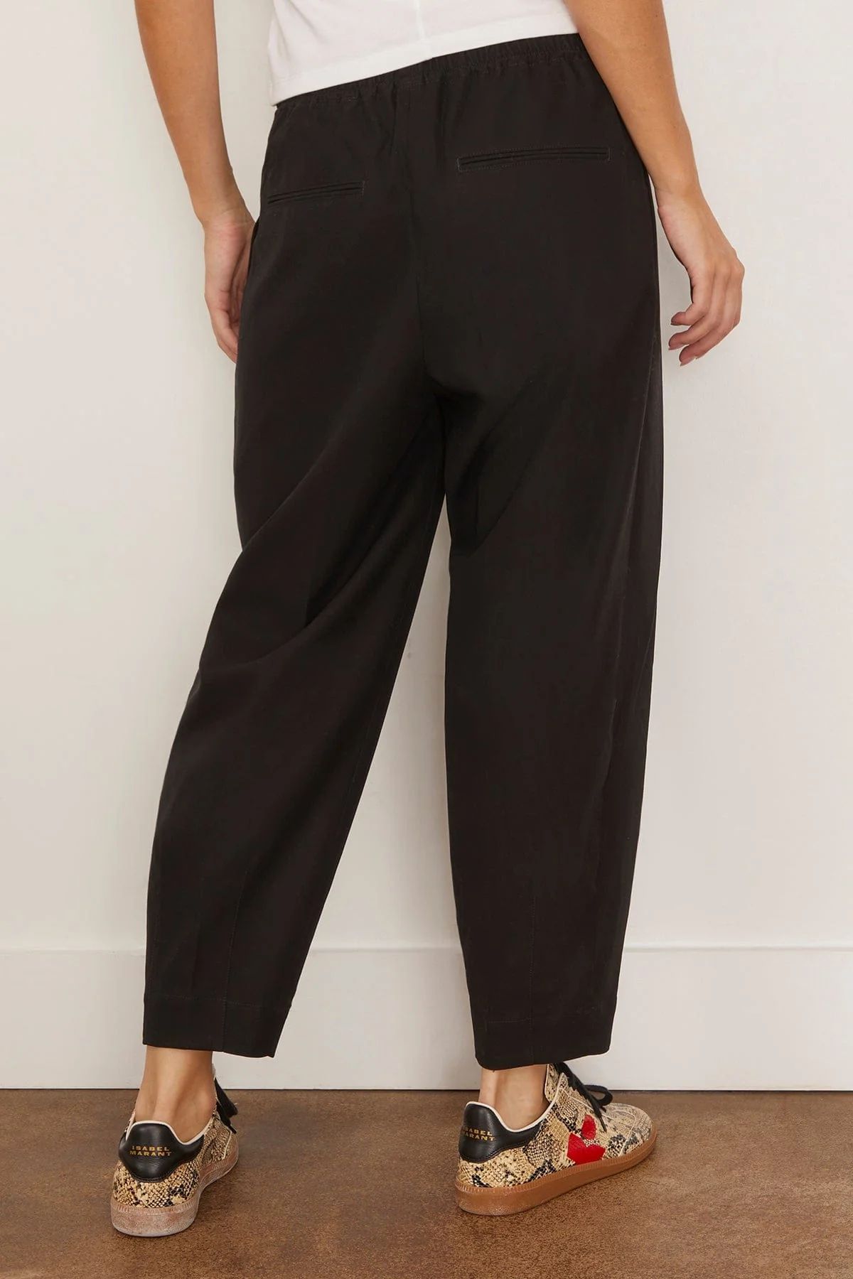 Barrel Leg Drawstring Trouser in Black - Image 4