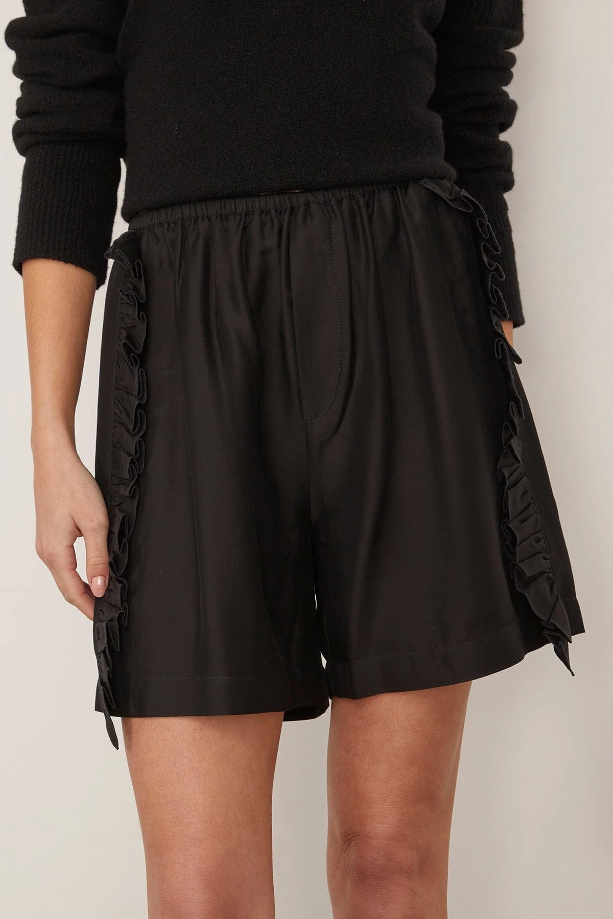 Cali Frill Shorts in Black - Image 3