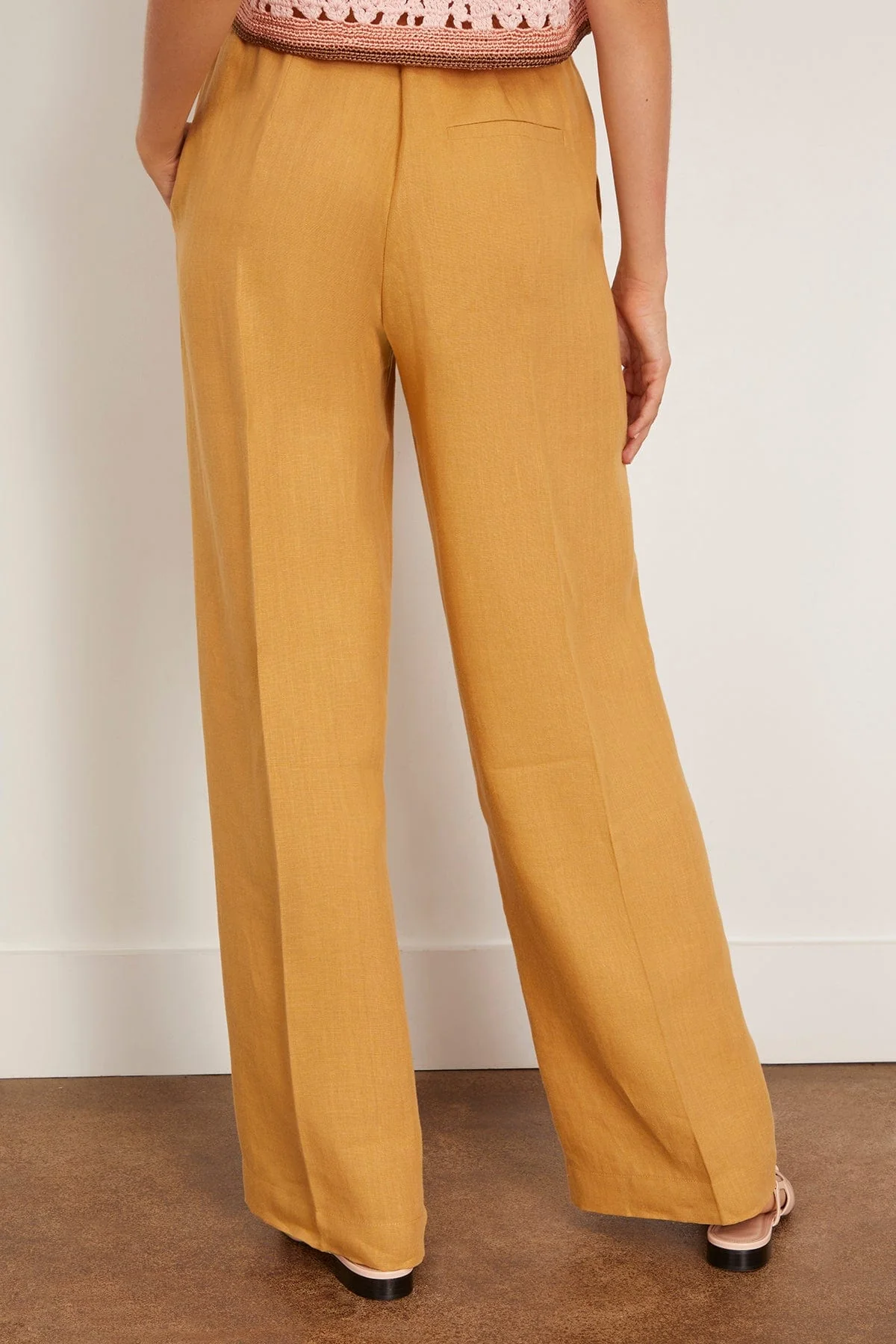 Chic Linen Canvas Darted Pants in Grano - Image 4