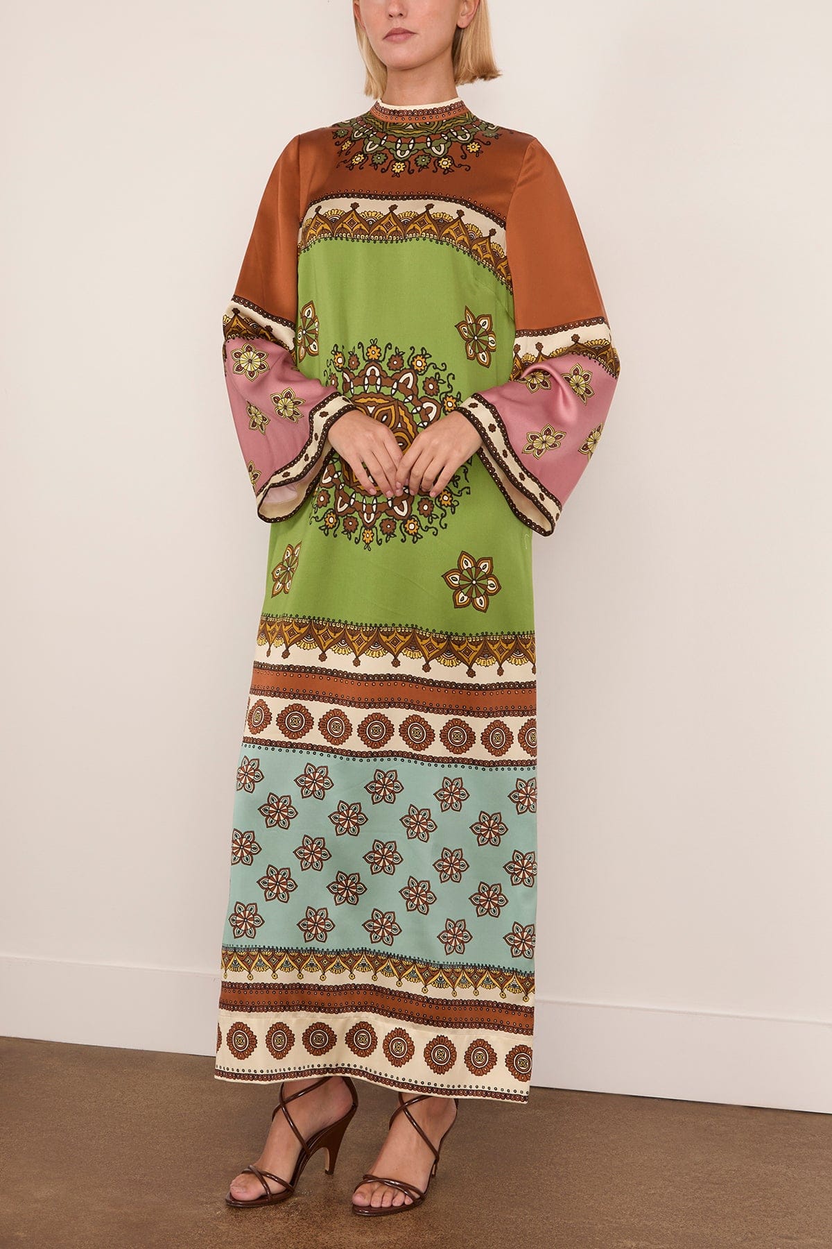 Contina Silk Midi Dress in Multi - Image 3