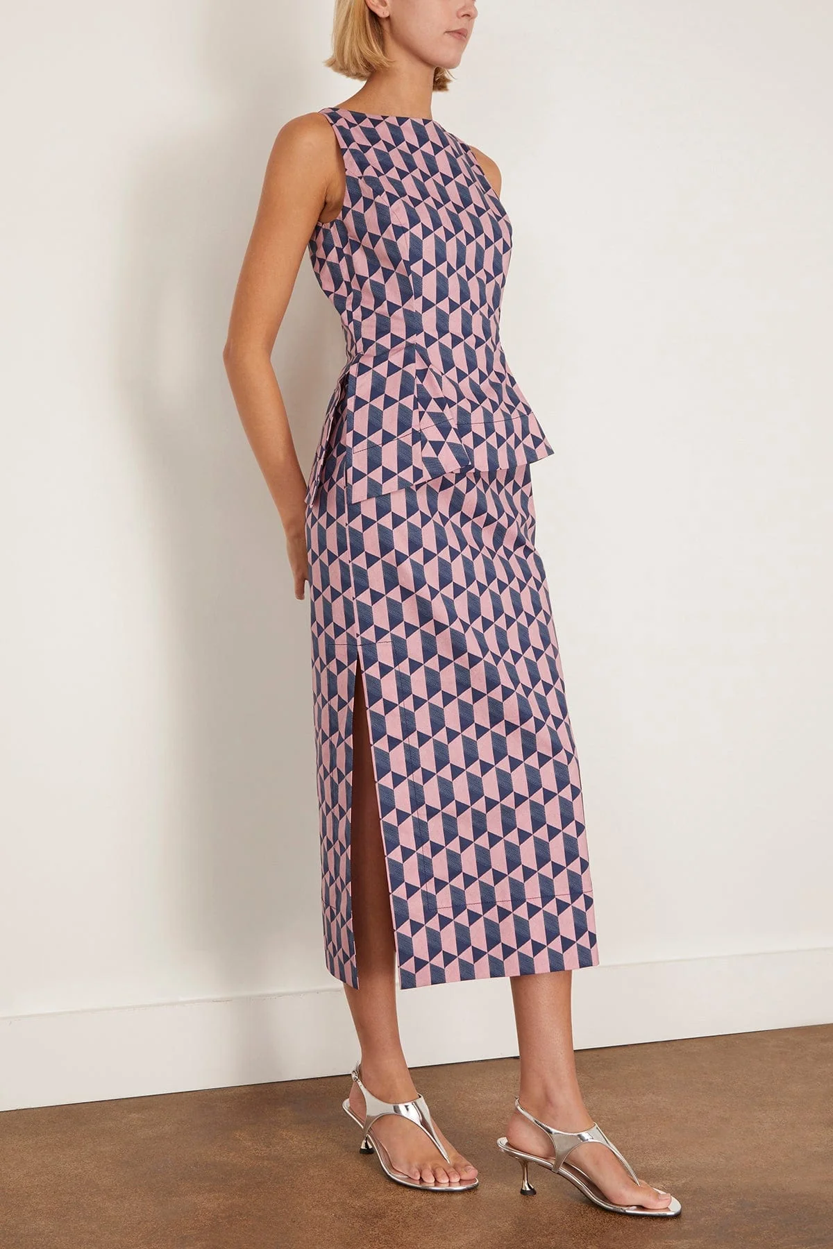 Danielle Dress in Pink/Dark Navy - Image 3