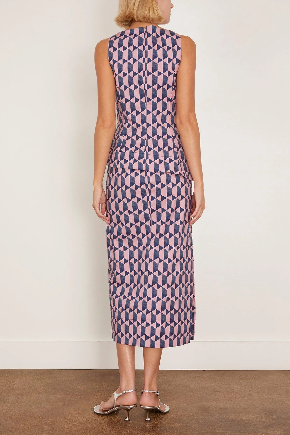 Danielle Dress in Pink/Dark Navy - Image 4