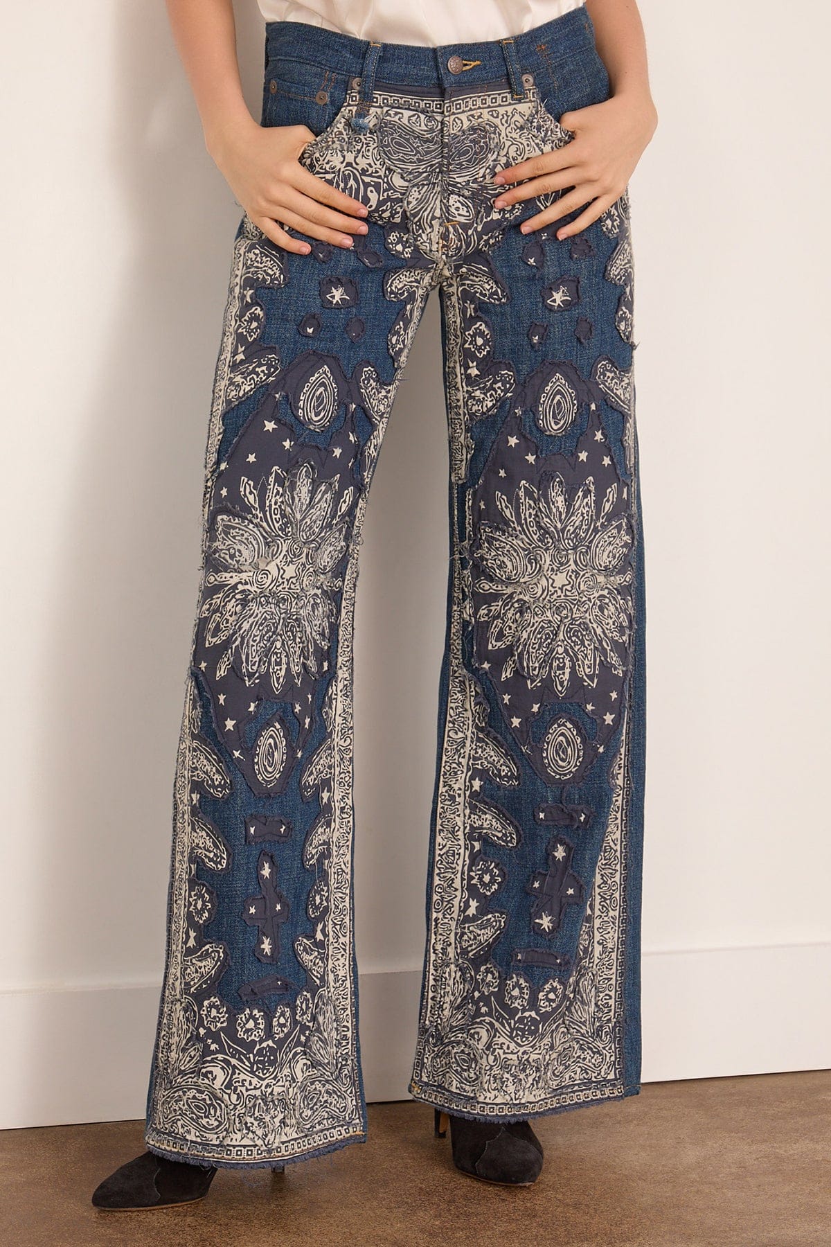 D'Arcy Flare Jean in Blue Bandana Applique - Image 3