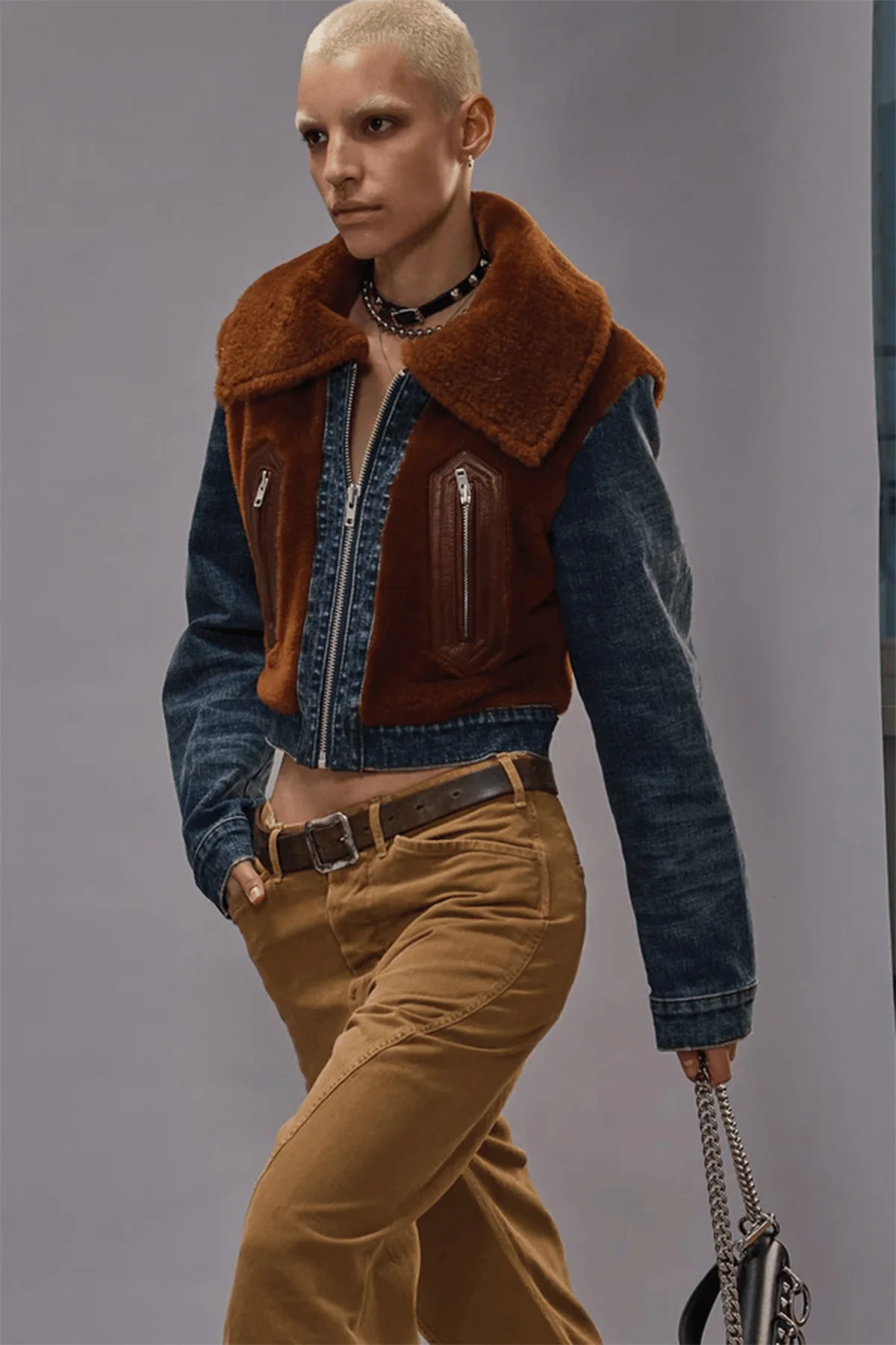 Denim Fur Jacket in Melvin Blue Stretch - Image 5