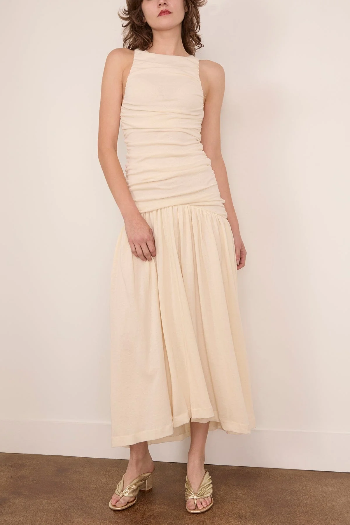 Evidente Shoulder Dress in Off White - Image 3