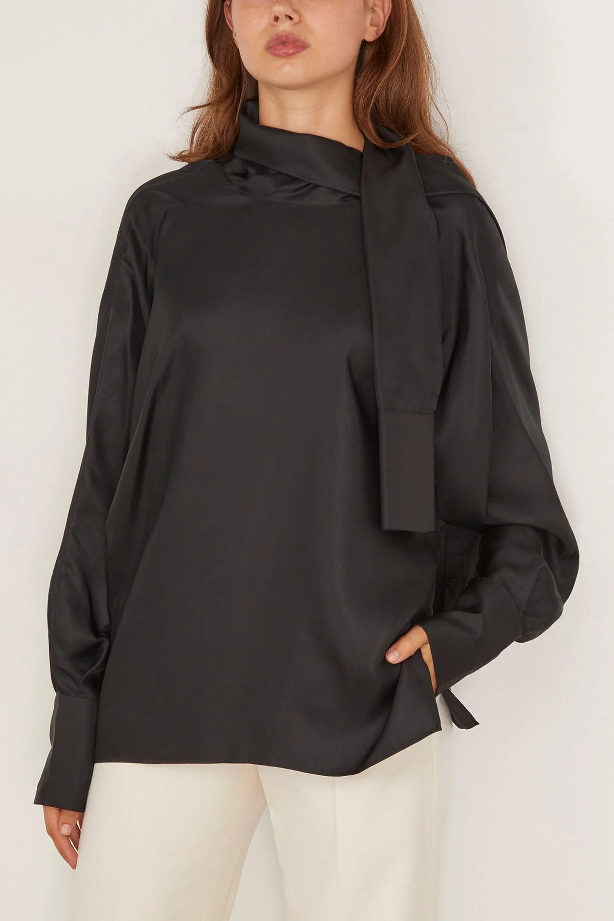 Foulard Silk Top in Black - Image 3