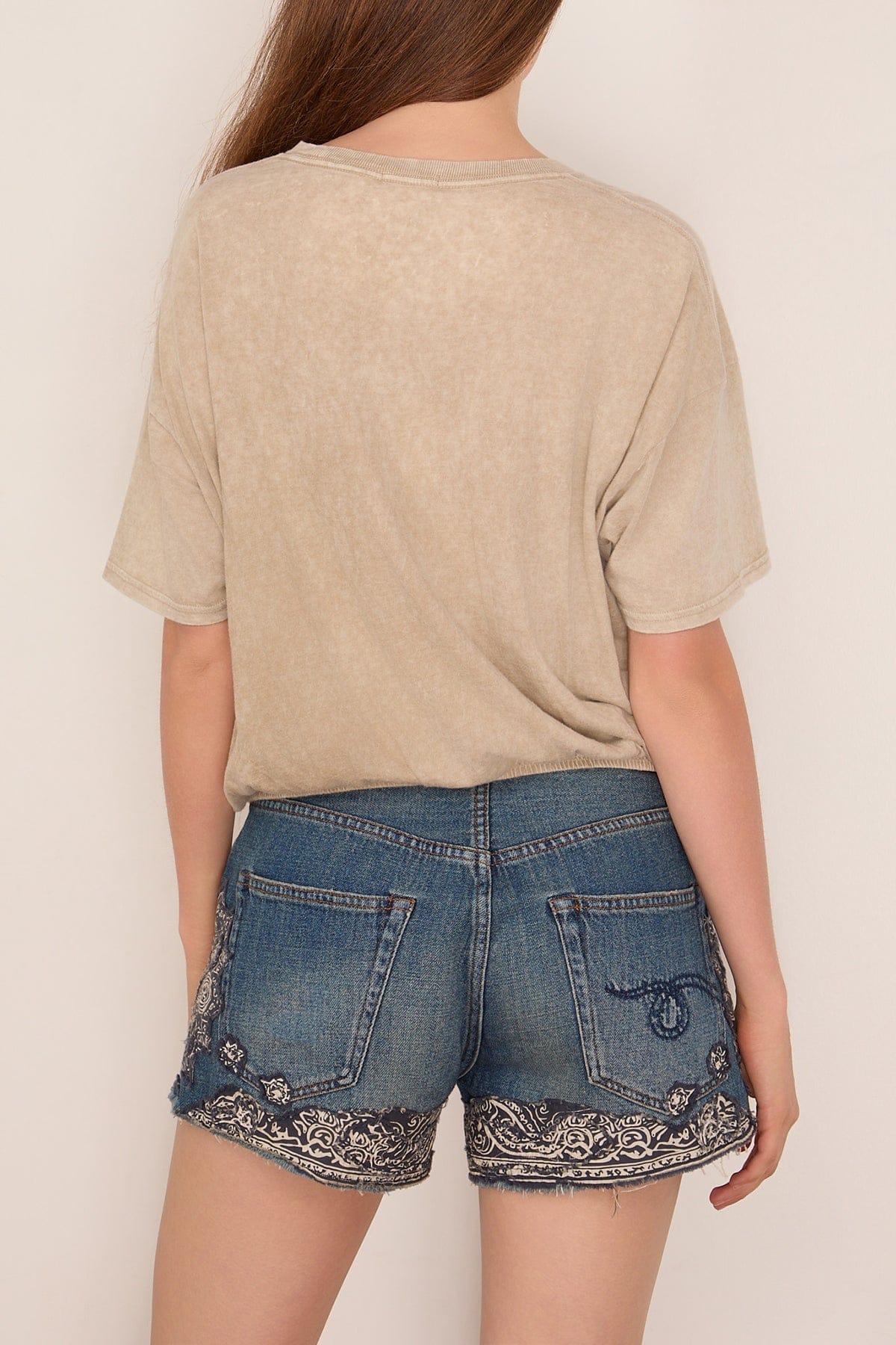 Gathered Hem T in Khaki Acid Stone - Image 4