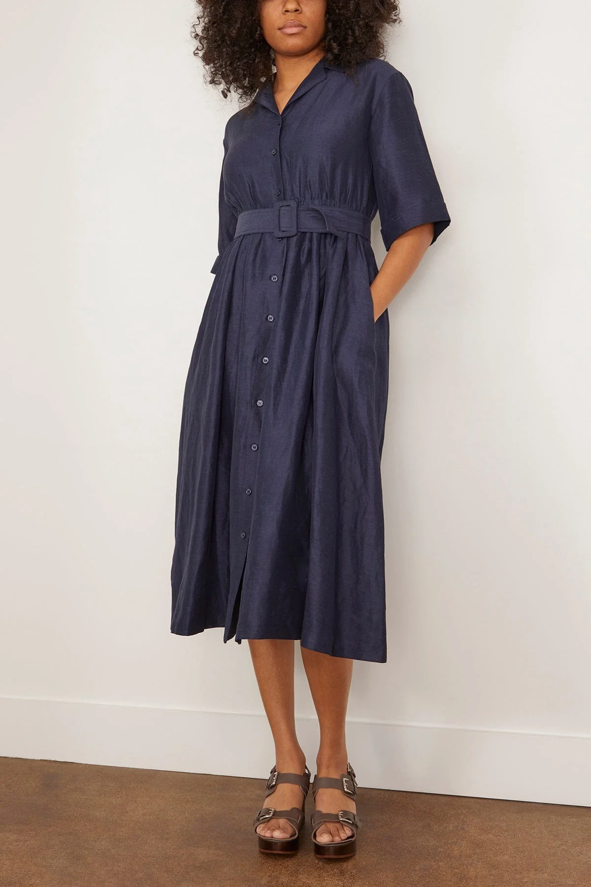 Jane Shirt Dress in Navy - Image 4
