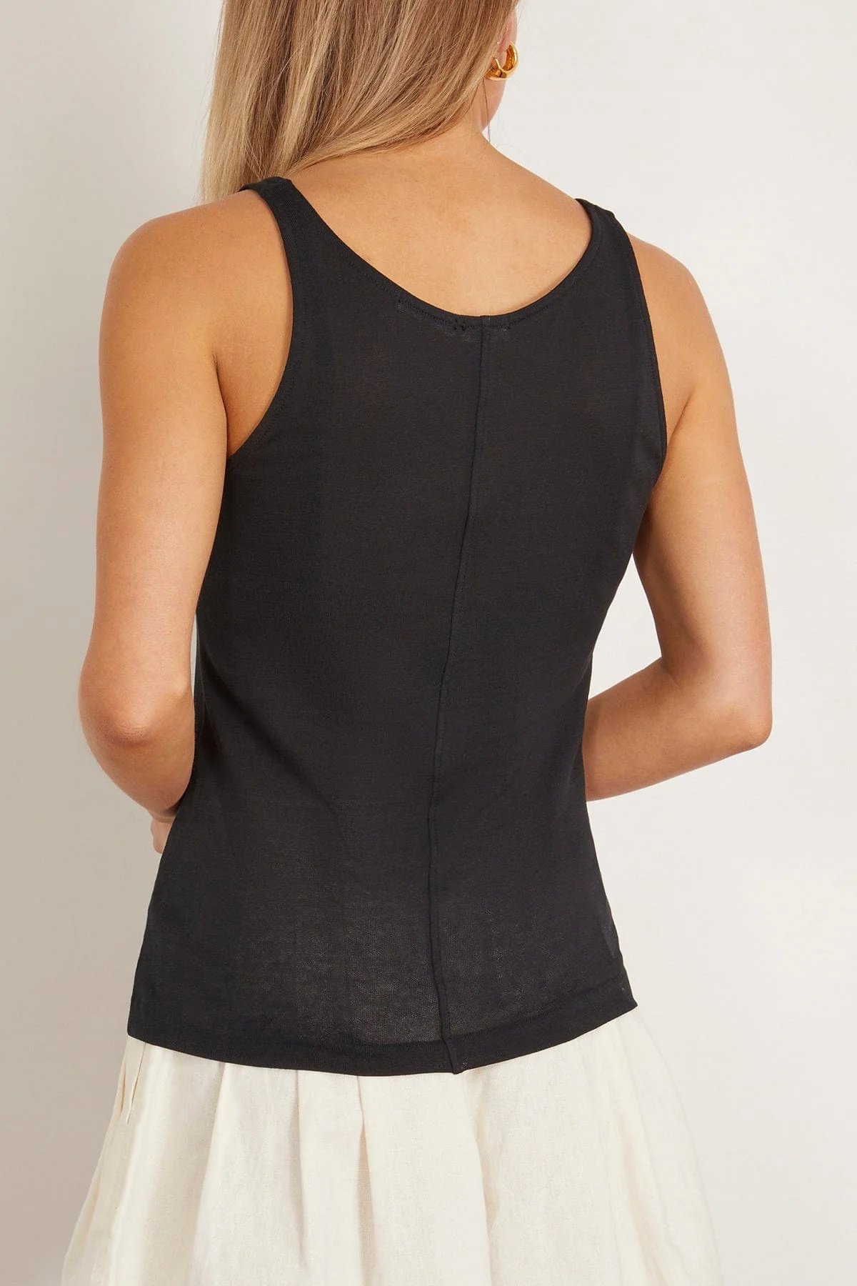 Luca Organic Cotton Sheer Tank Top in Black - Image 4