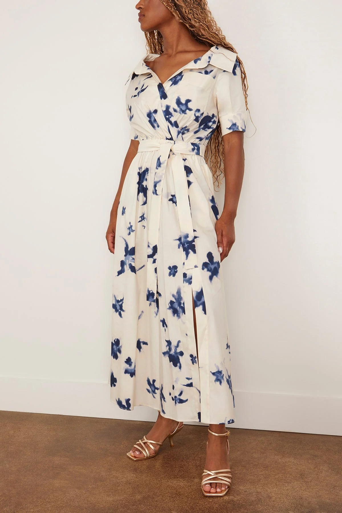 Lydia Dress in Berry Blue Flowers - Image 3