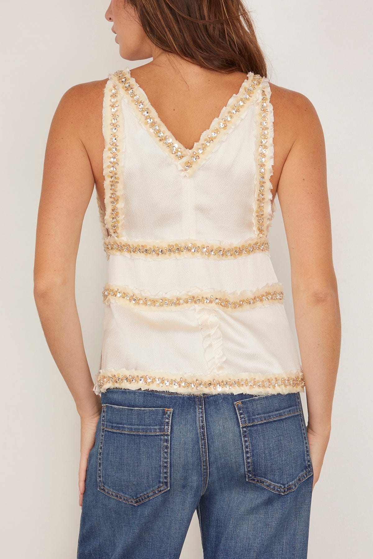 Maisy Embellished Silk Top in Ivory - Image 4