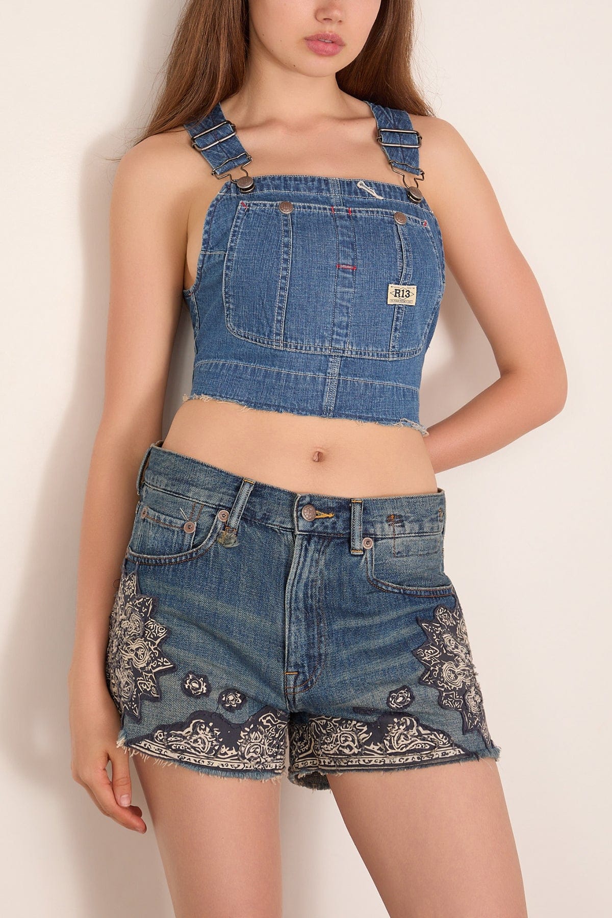 Overall Bib Bustier in Noise Blue - Image 3