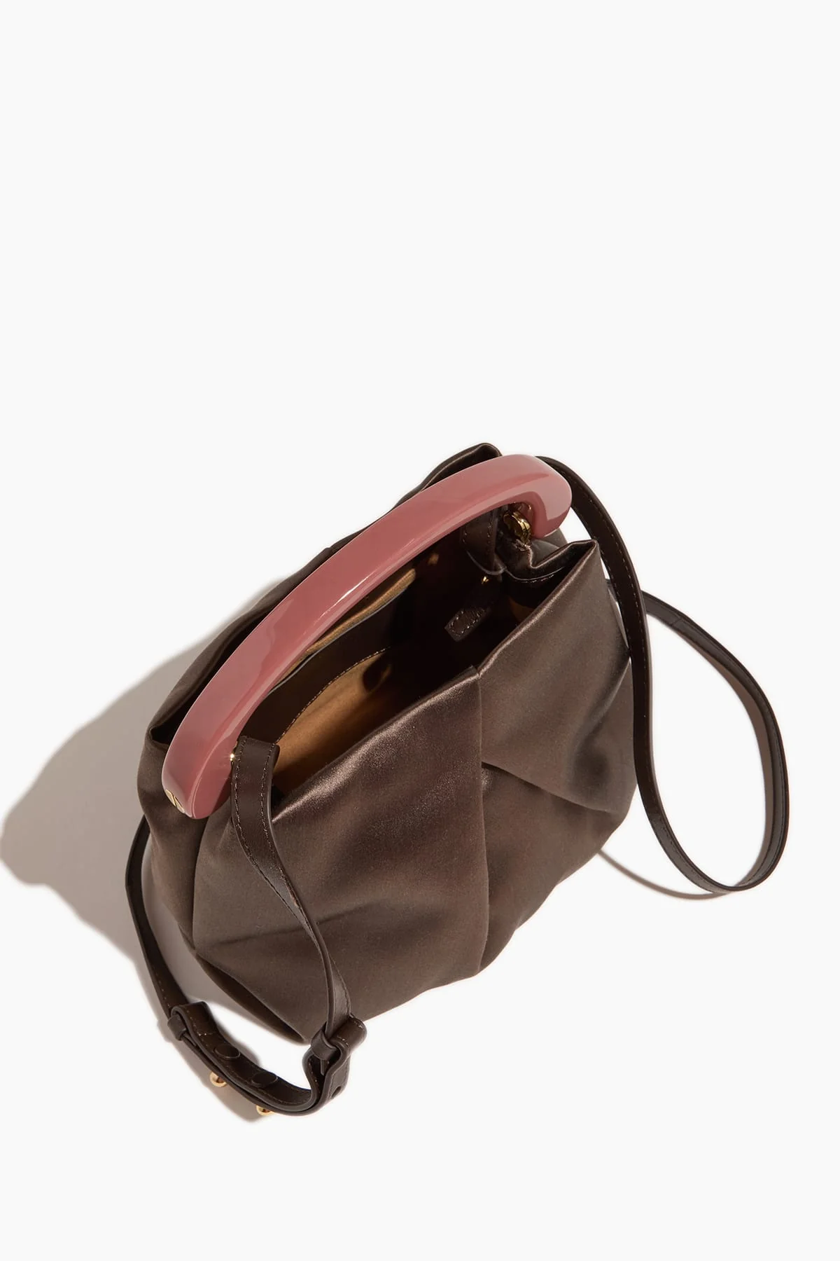Pleated Velvet Bag in Dark Brown - Image 3