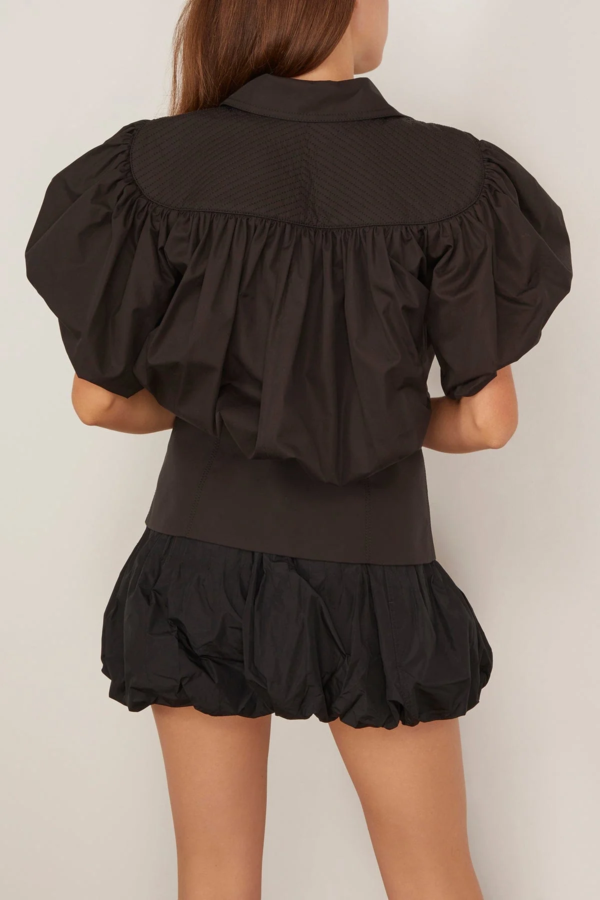 Puffy Sleeves Top in Black - Image 4