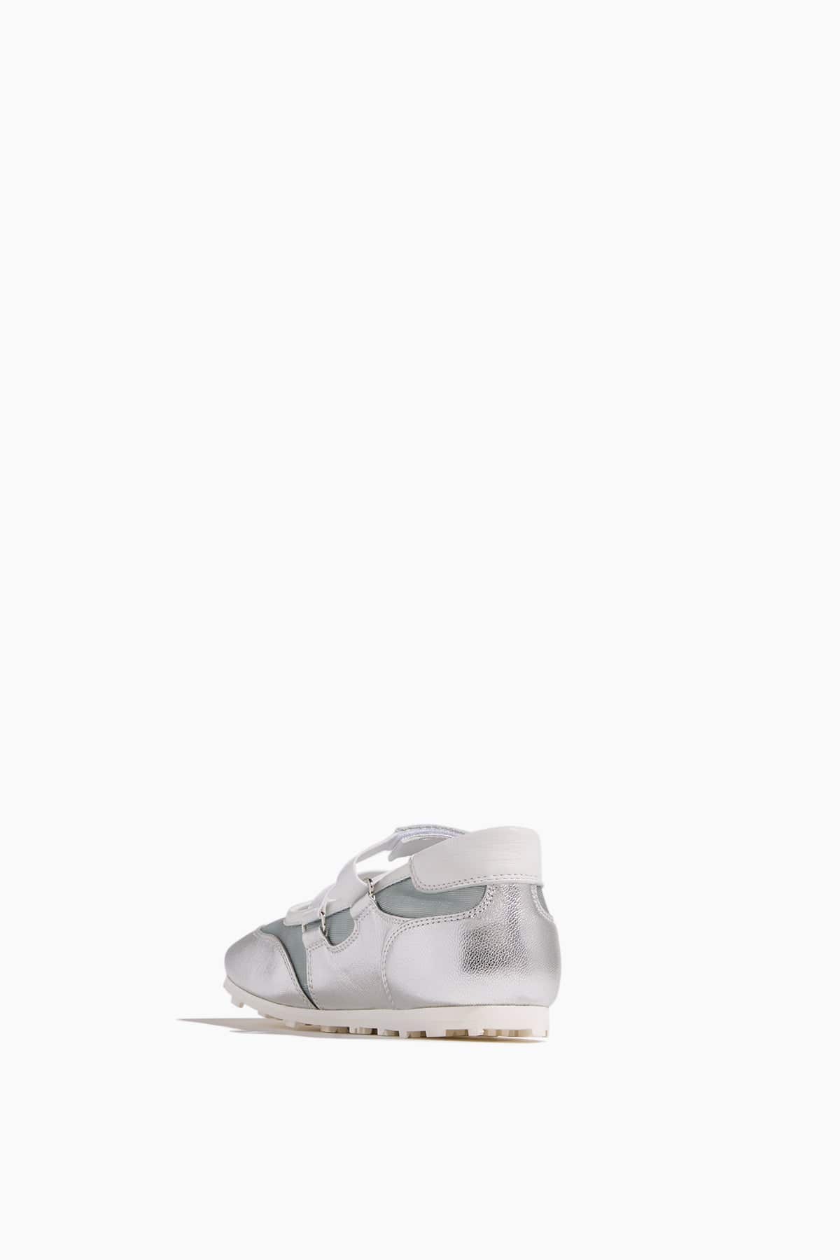 Retro Soccer Ballerina Sneakers in Light Blue/Silver - Image 3