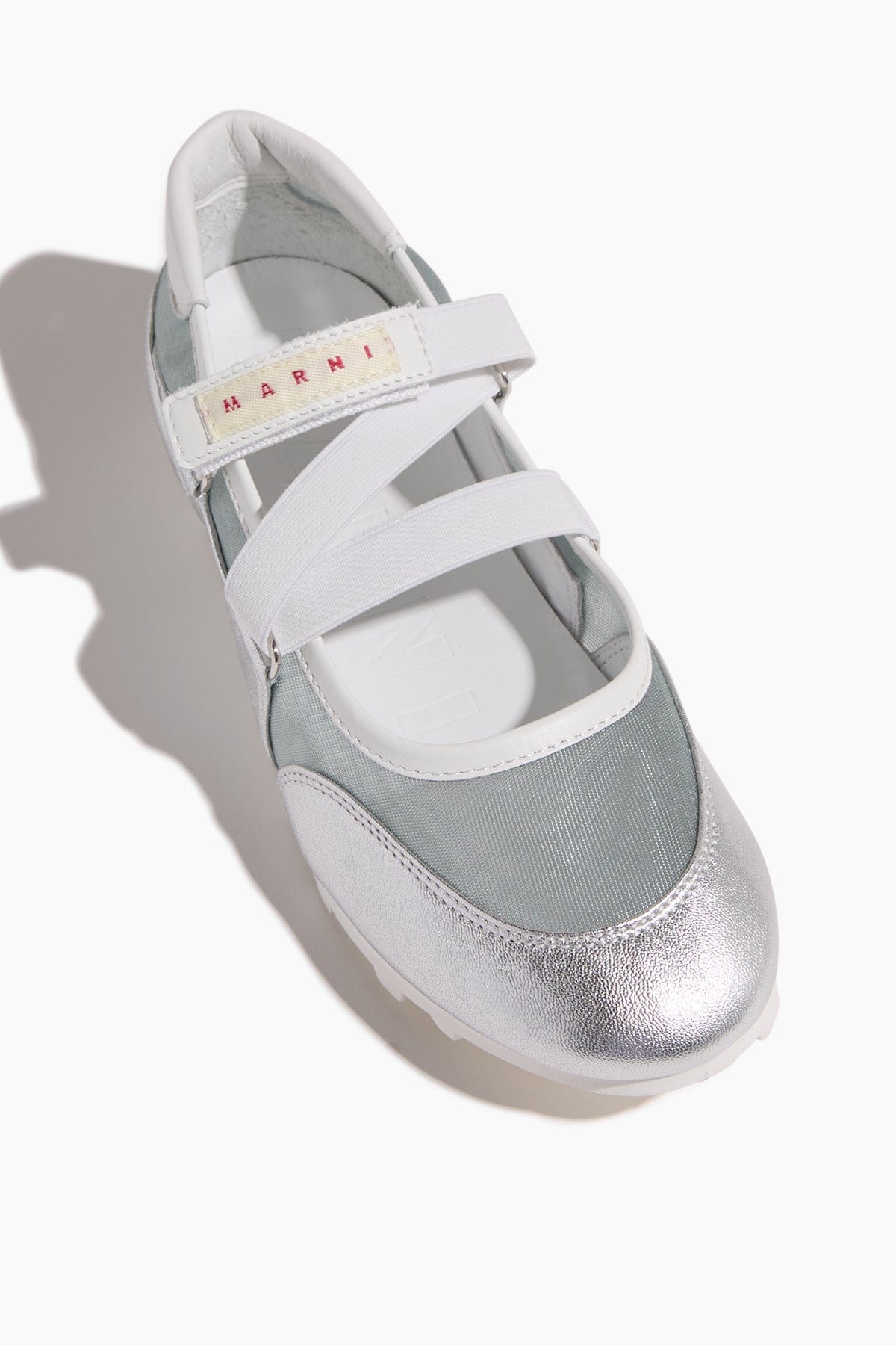 Retro Soccer Ballerina Sneakers in Light Blue/Silver - Image 4