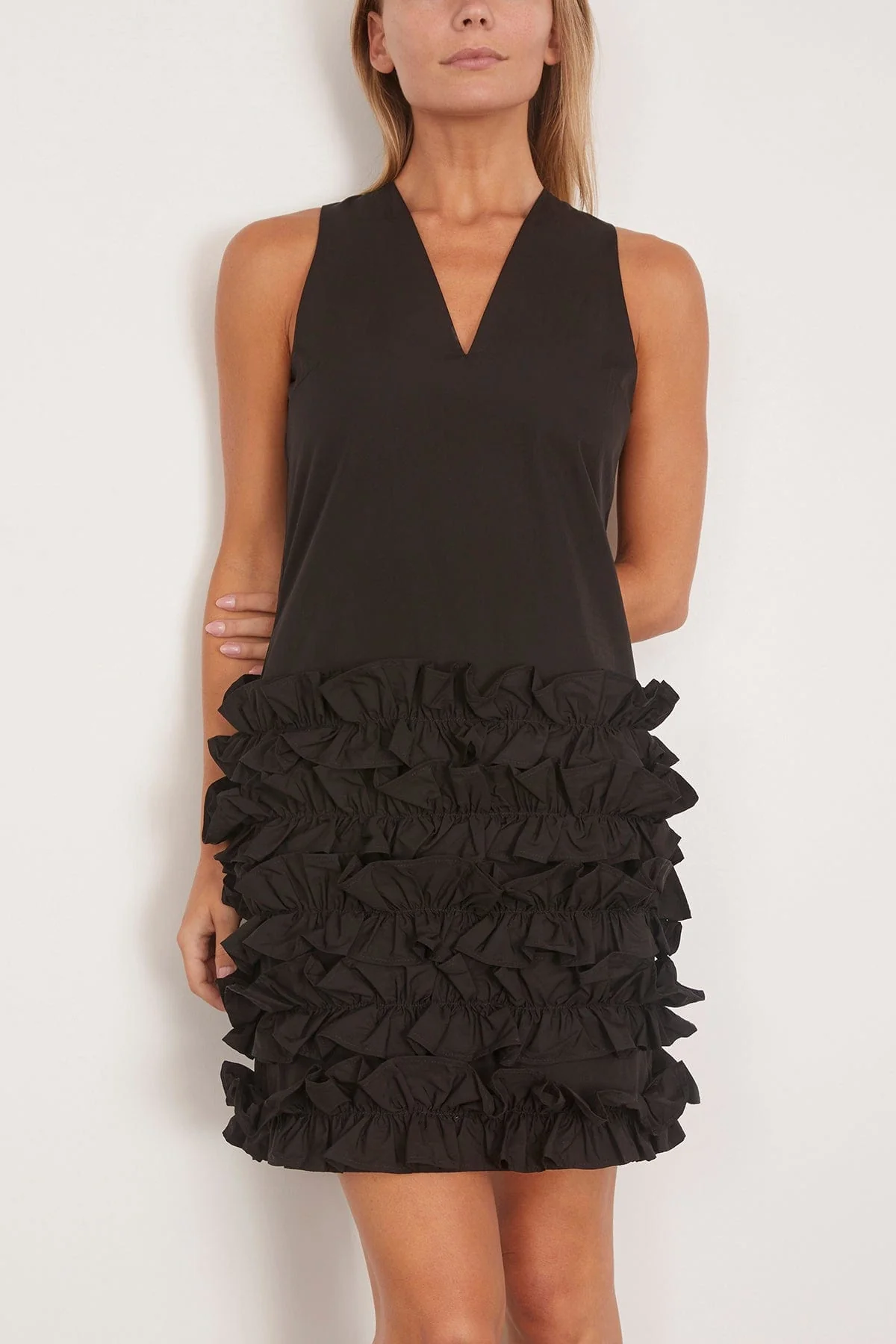 Scenic Organic Cotton Frill Dress in Black - Image 3