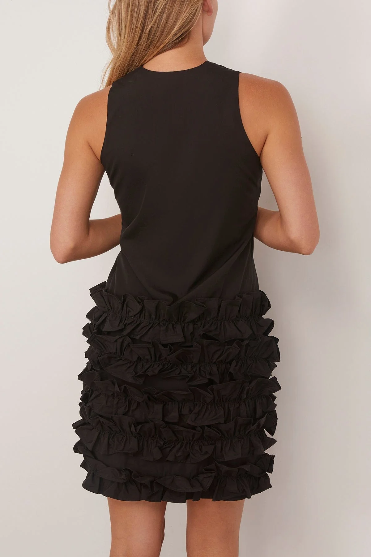 Scenic Organic Cotton Frill Dress in Black - Image 4