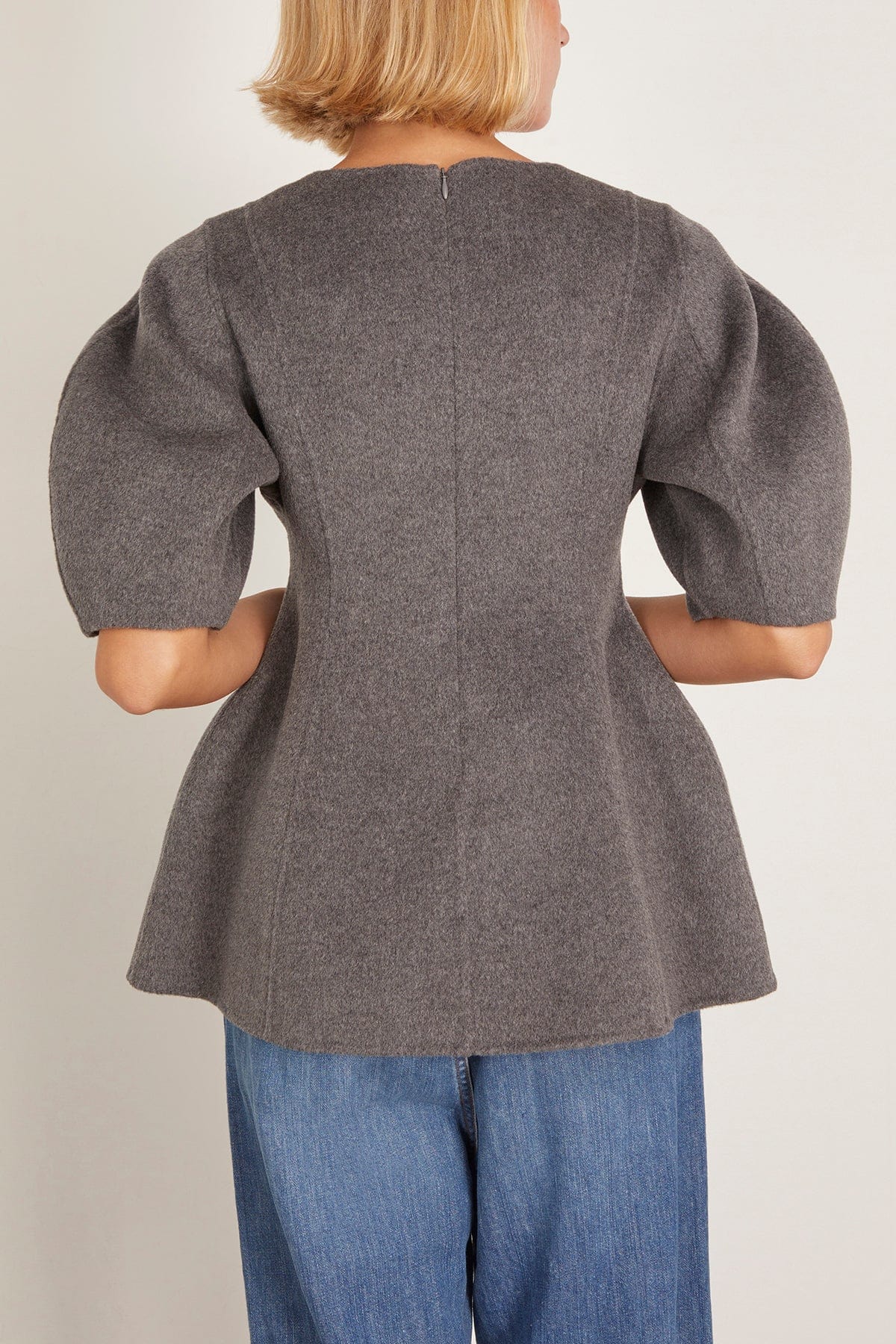 Sculptural Double-Faced Top in Mid Grey Melange - Image 4