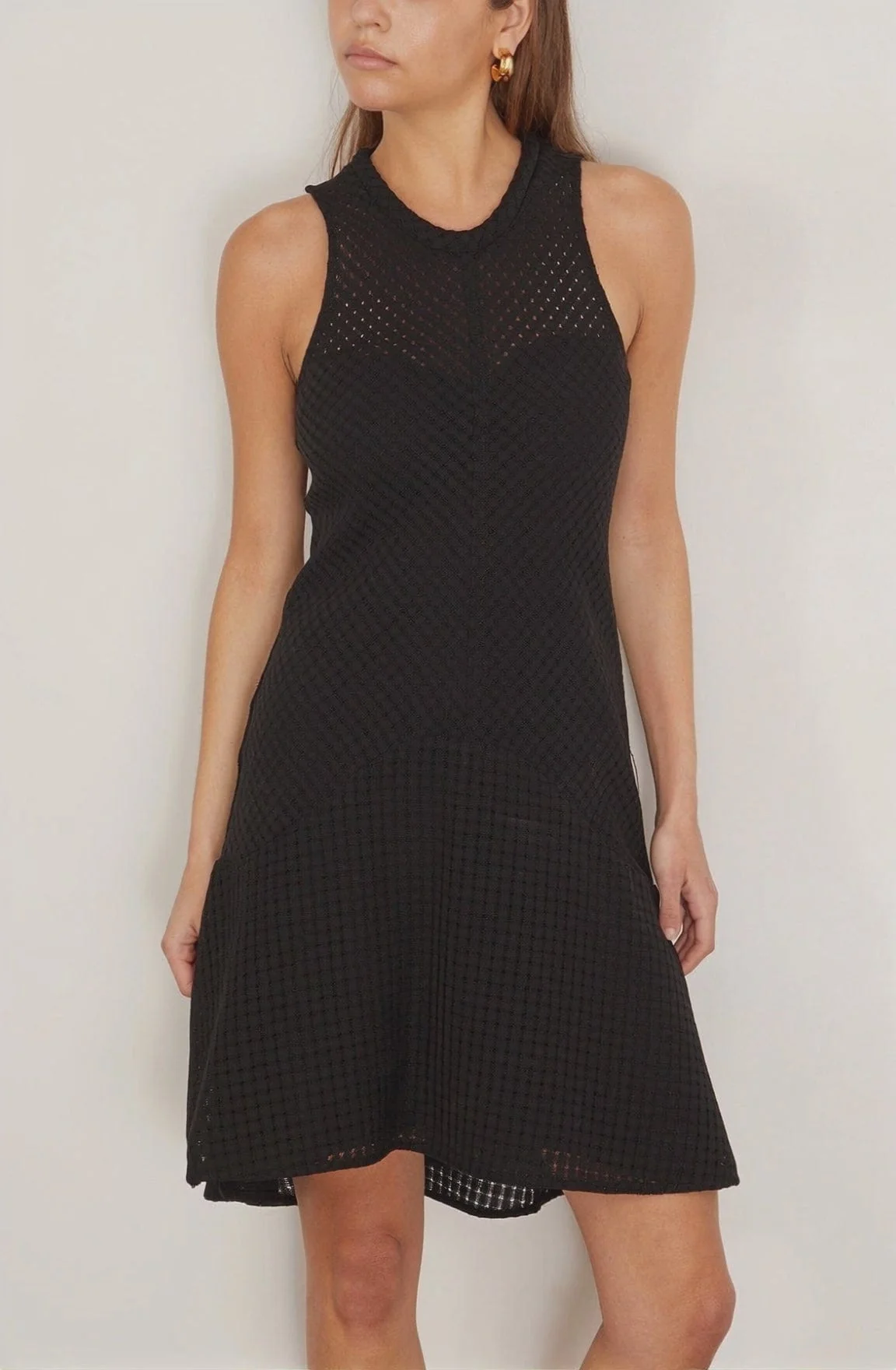 Shield Organic Cotton Check Mini Dress in Black - Image 4