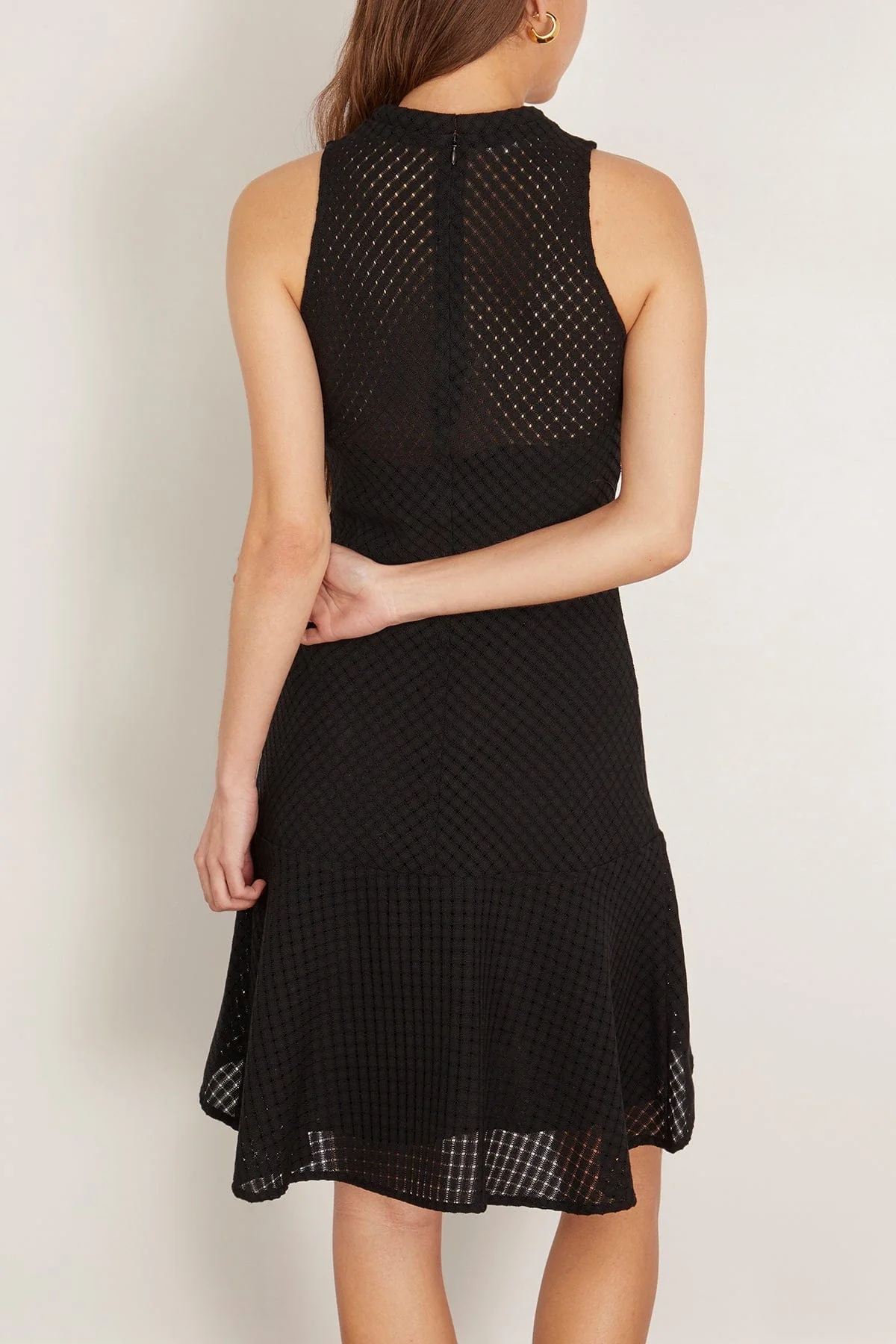 Shield Organic Cotton Check Mini Dress in Black - Image 5