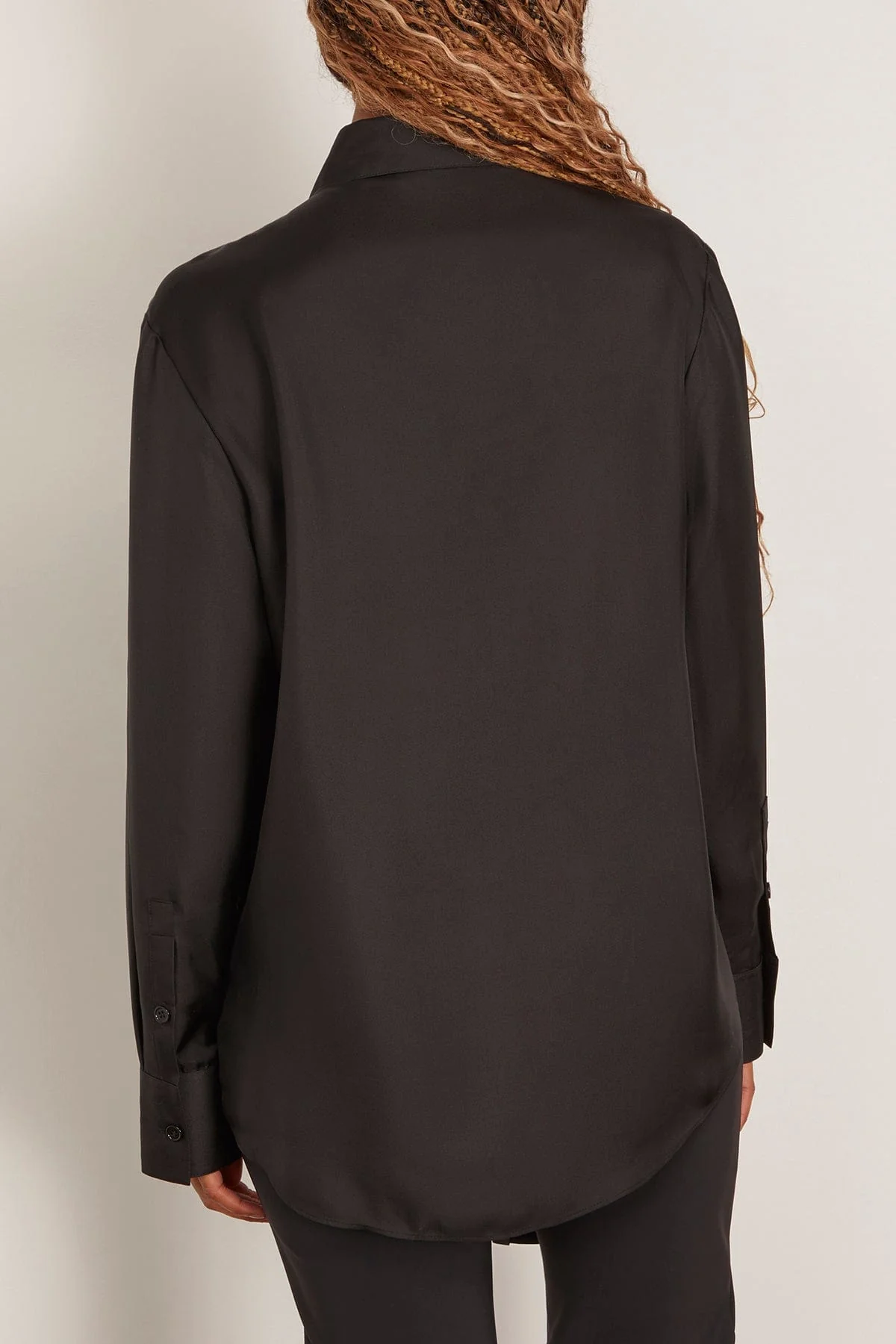 Silk Knotted Shirt in Black - Image 4