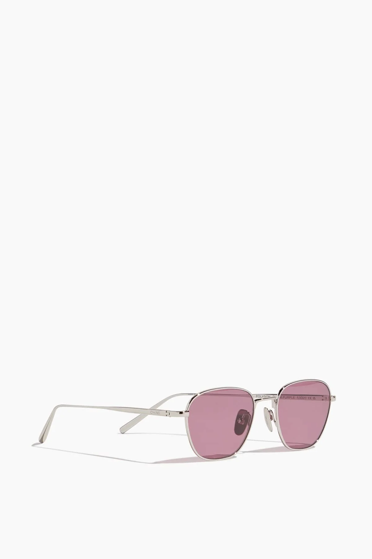 Polygon Sunglasses in Silver/Plum Purple - Image 3