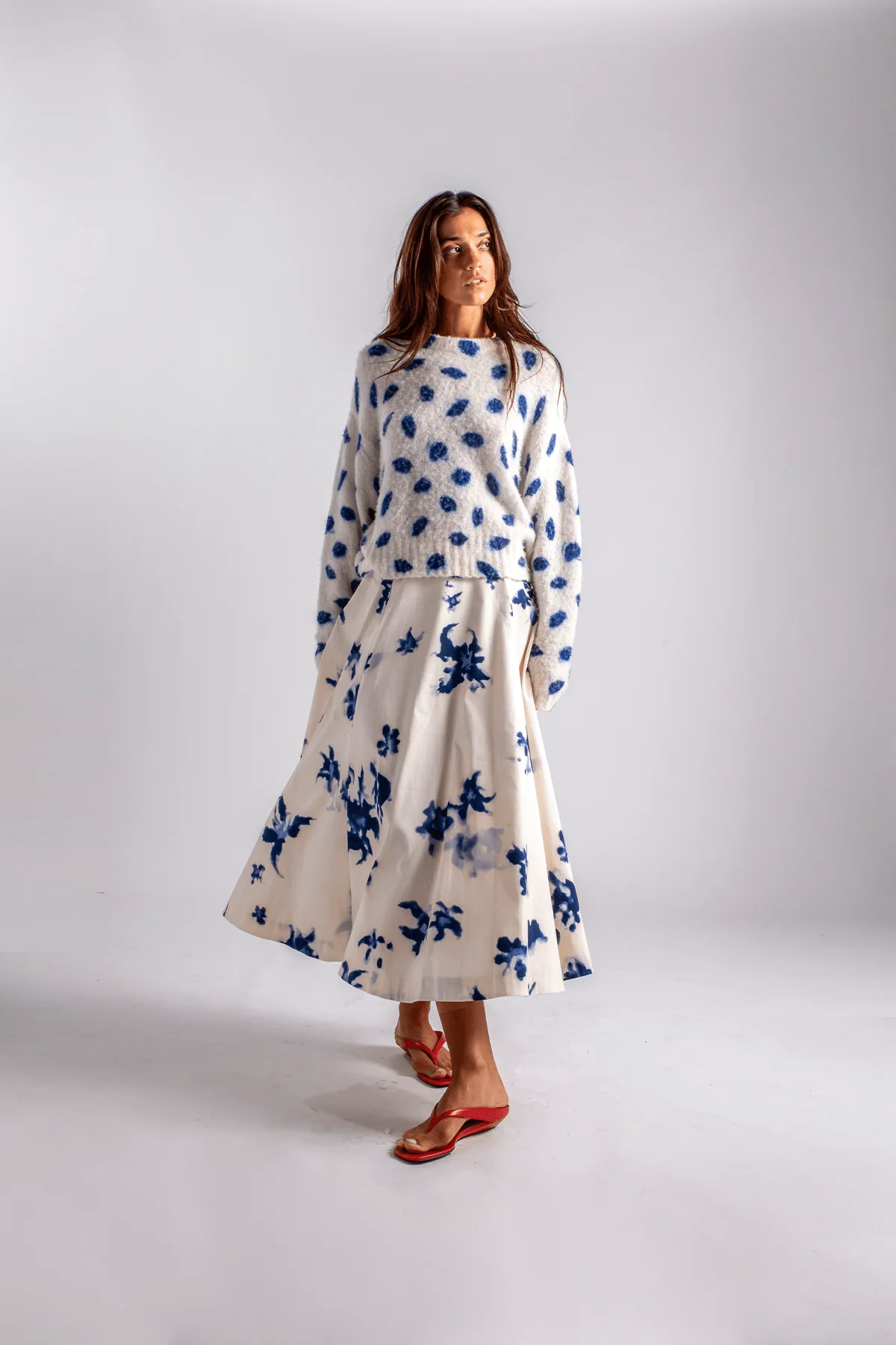 Varda Skirt in Berry Blue Flowers - Image 5